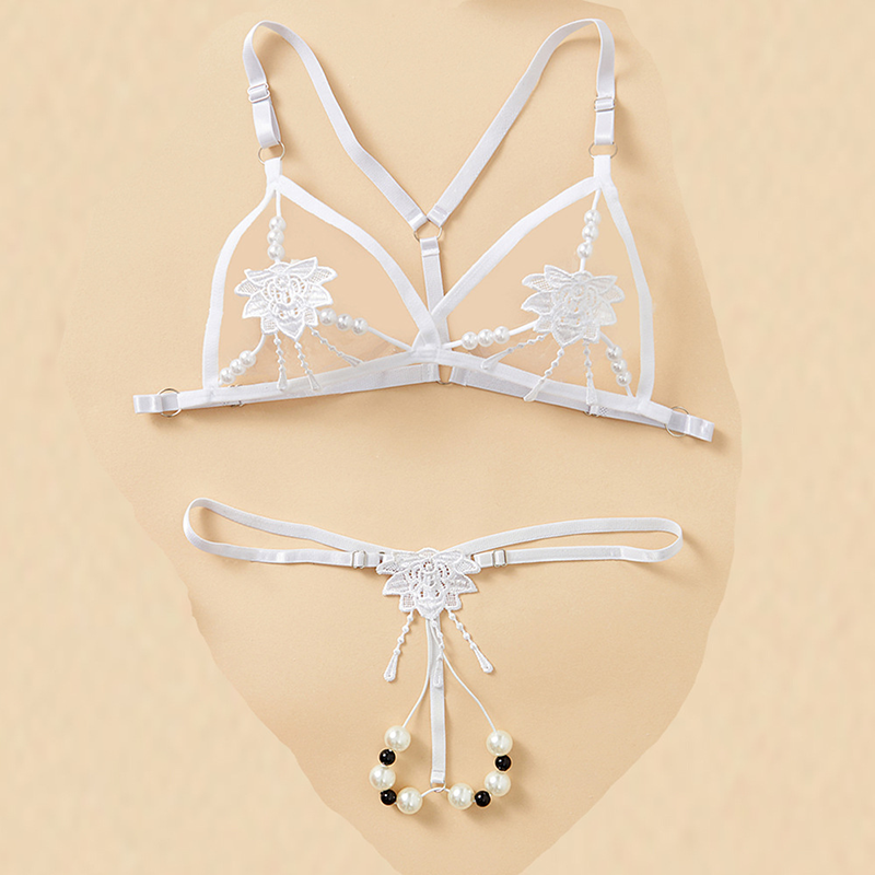 Lace and Beaded Camisole Lingerie Set