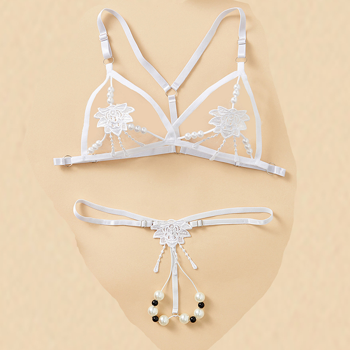 Lace and Beaded Camisole Lingerie Set