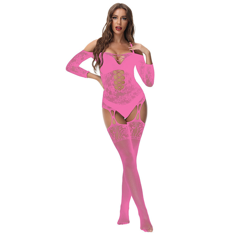 Jacquard openwork bodysuit