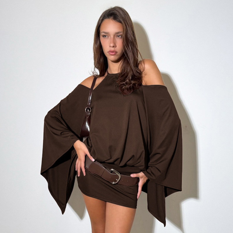 Camisole off-shoulder bell-sleeve top and skirt set