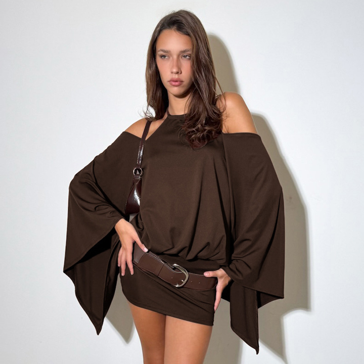 Camisole off-shoulder bell-sleeve top and skirt set