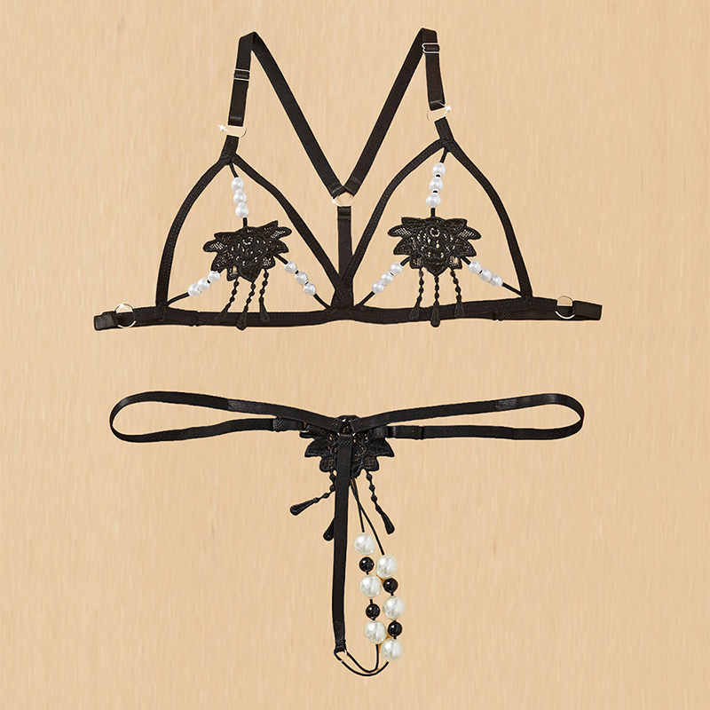 Lace and Beaded Camisole Lingerie Set