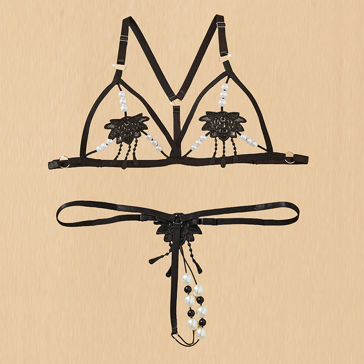 Lace and Beaded Camisole Lingerie Set