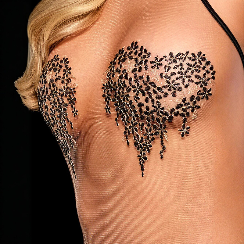 Lace-Embroidered Halter Bodysuit