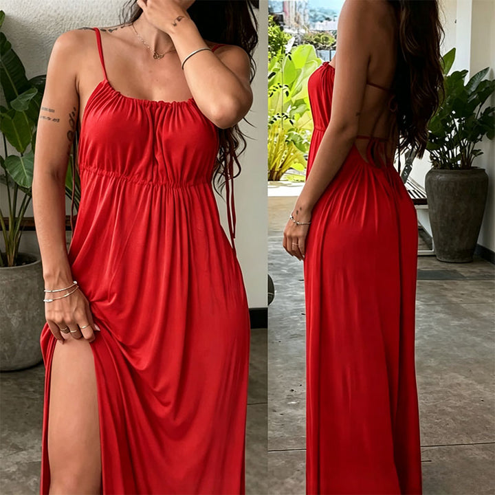 Loose-fitting drawstring camisole dress