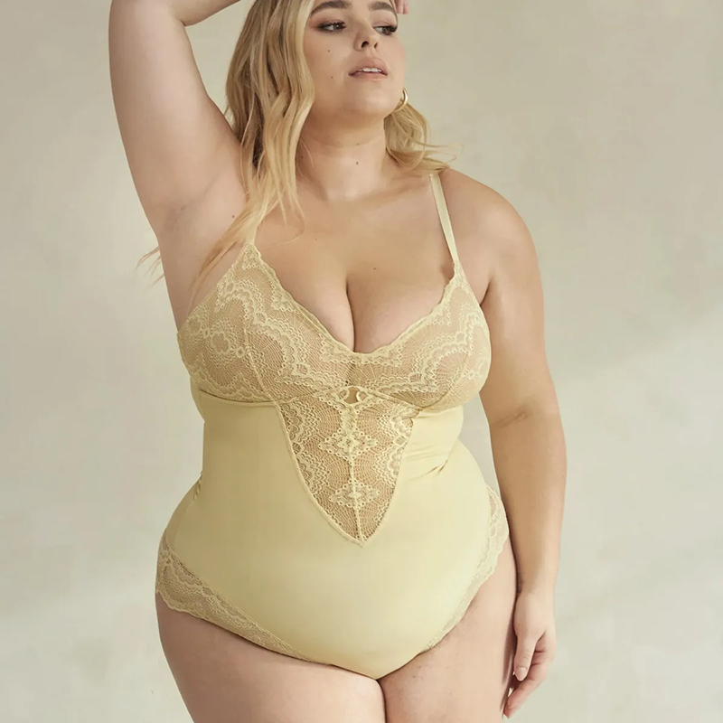 Lace-panel camisole bodysuit
