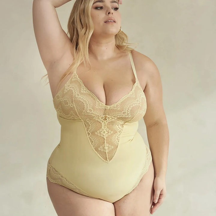 Lace-panel camisole bodysuit