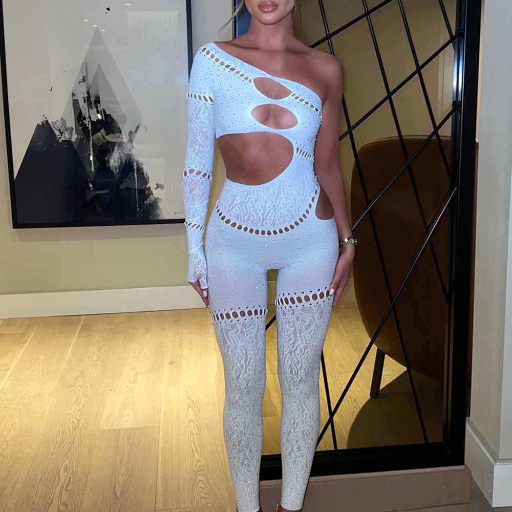 Sparkling rhinestone mesh bodysuit