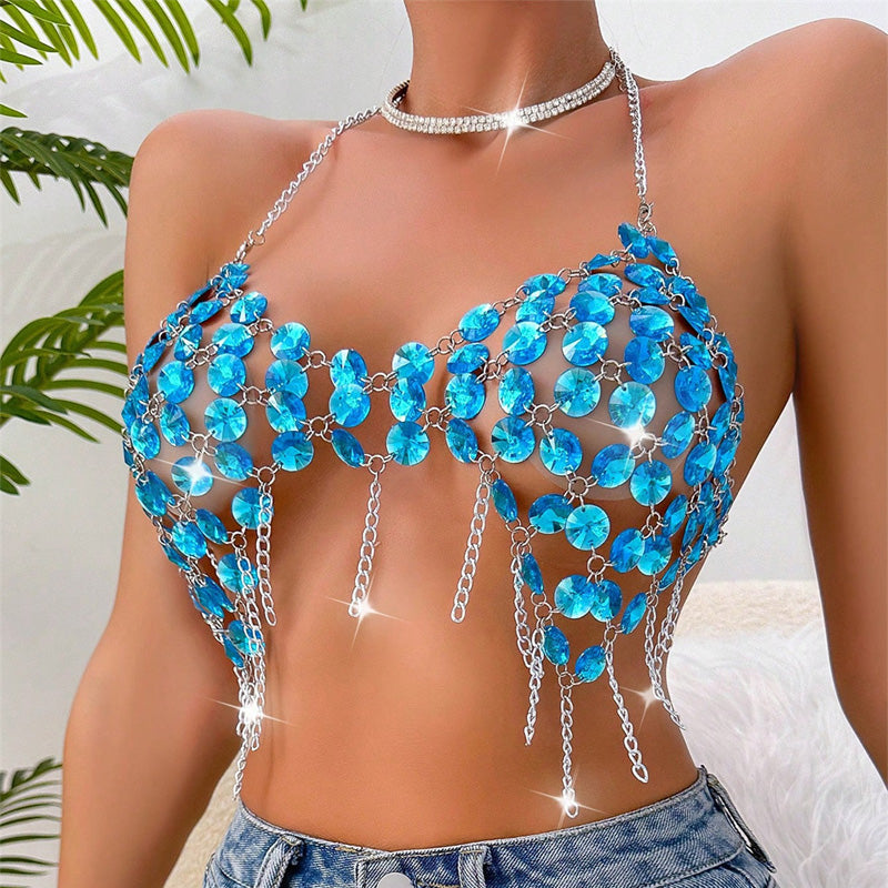 Cutout sequined backless tank top