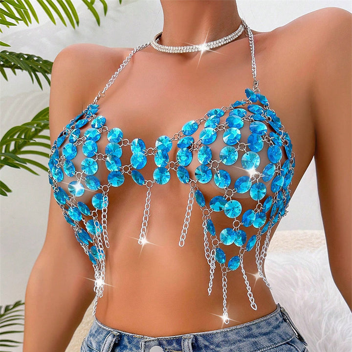 Cutout sequined backless tank top