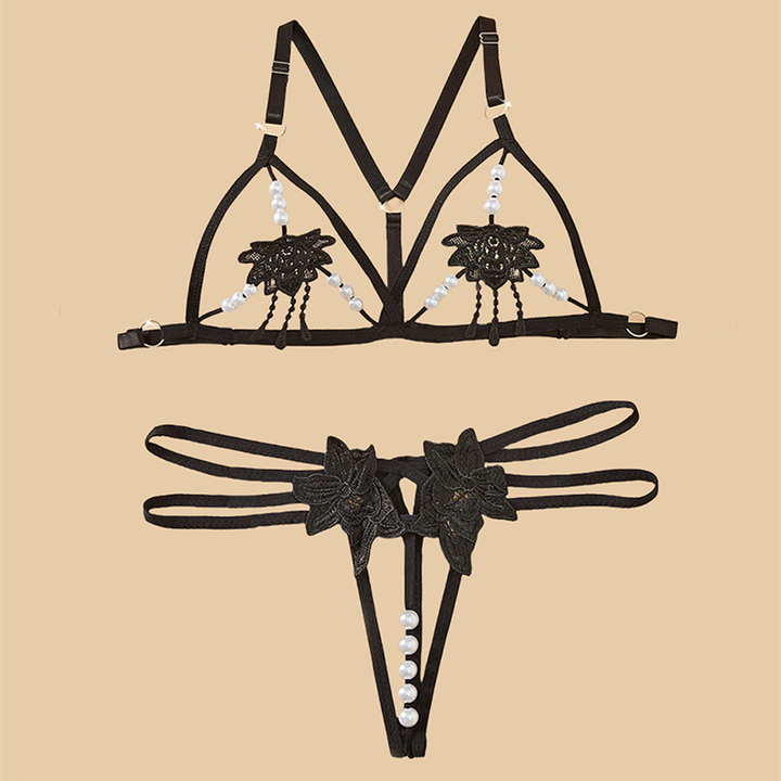 Lace and Beaded Camisole Lingerie Set