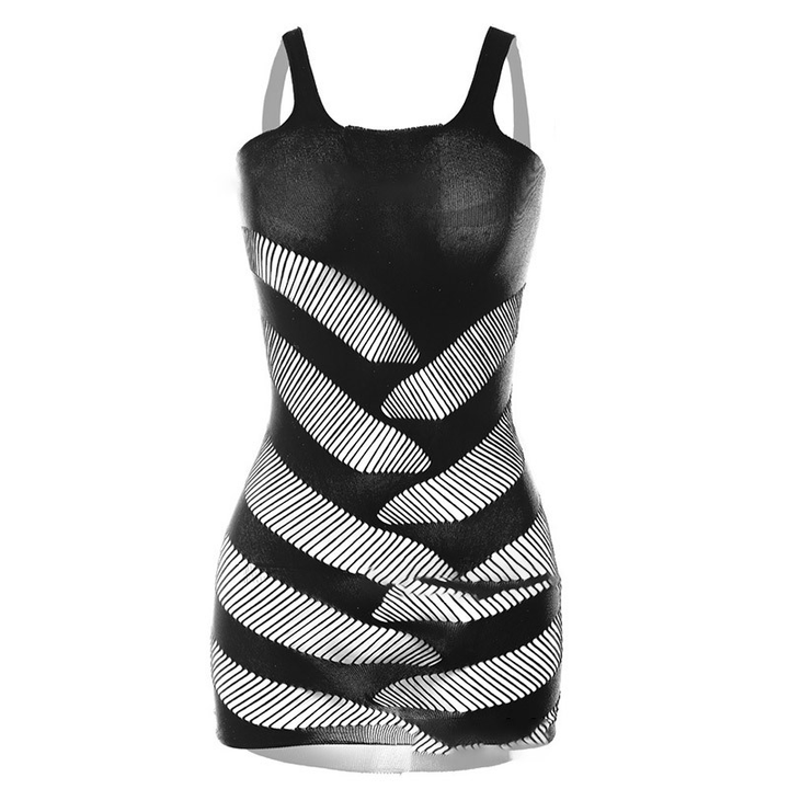 Jacquard Sheer Mesh Camisole Dress