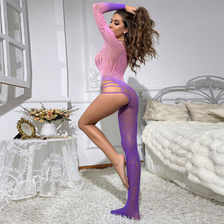 Gradient color cutout one-legged bodysuit