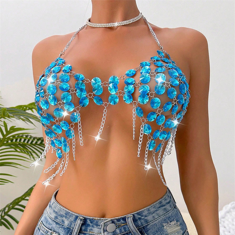 Cutout sequined backless tank top