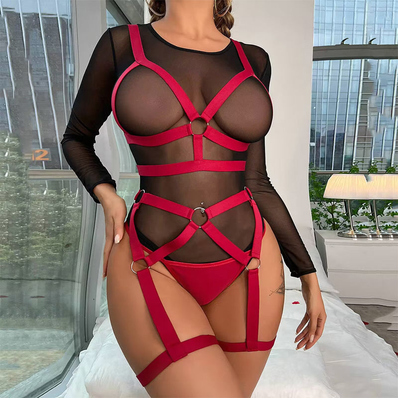 spliced bodysuit with straps