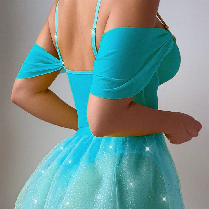 Glossy tulle skirt bodysuit set