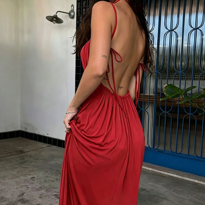 Loose-fitting drawstring camisole dress