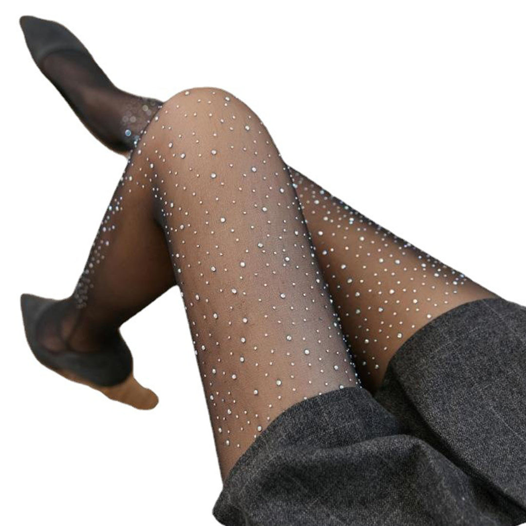 Starry-effect rhinestone stockings