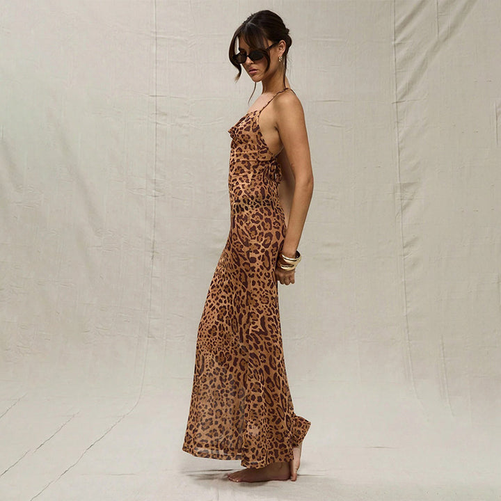 Bohemian style leopard print dress