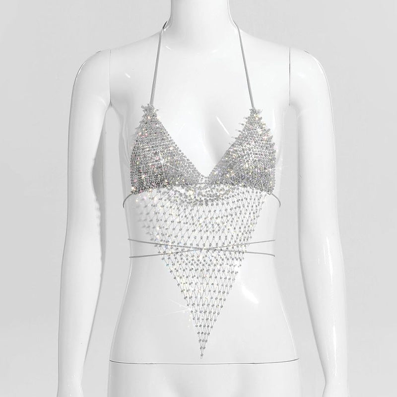 Rhinestone halter top bikini
