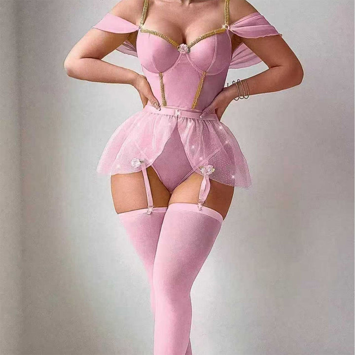 Glossy tulle skirt bodysuit set