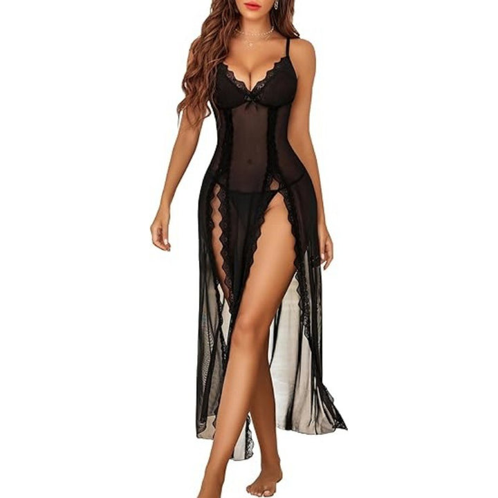Leopard print maxi dress camisole nightgown