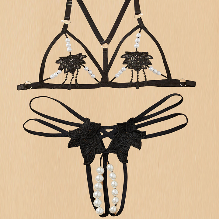 Lace and Beaded Camisole Lingerie Set