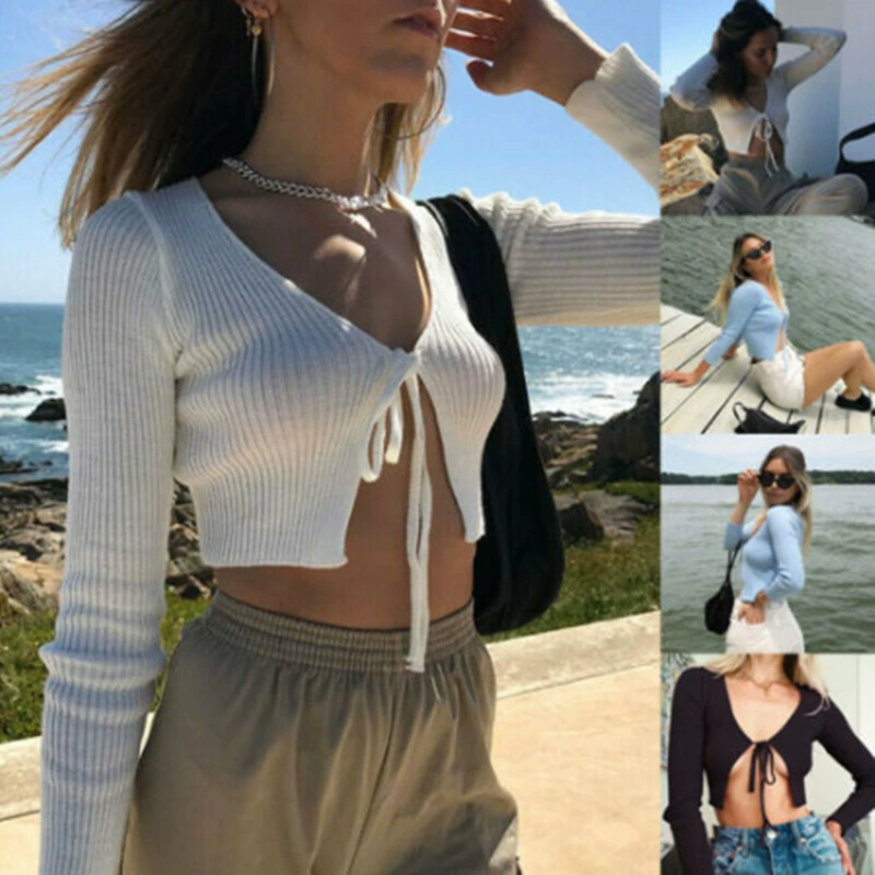 Knitted cardigan belted short sweater coat