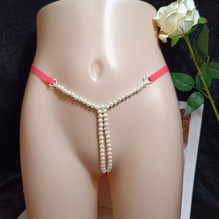 Cut-out Beaded T-back Panties