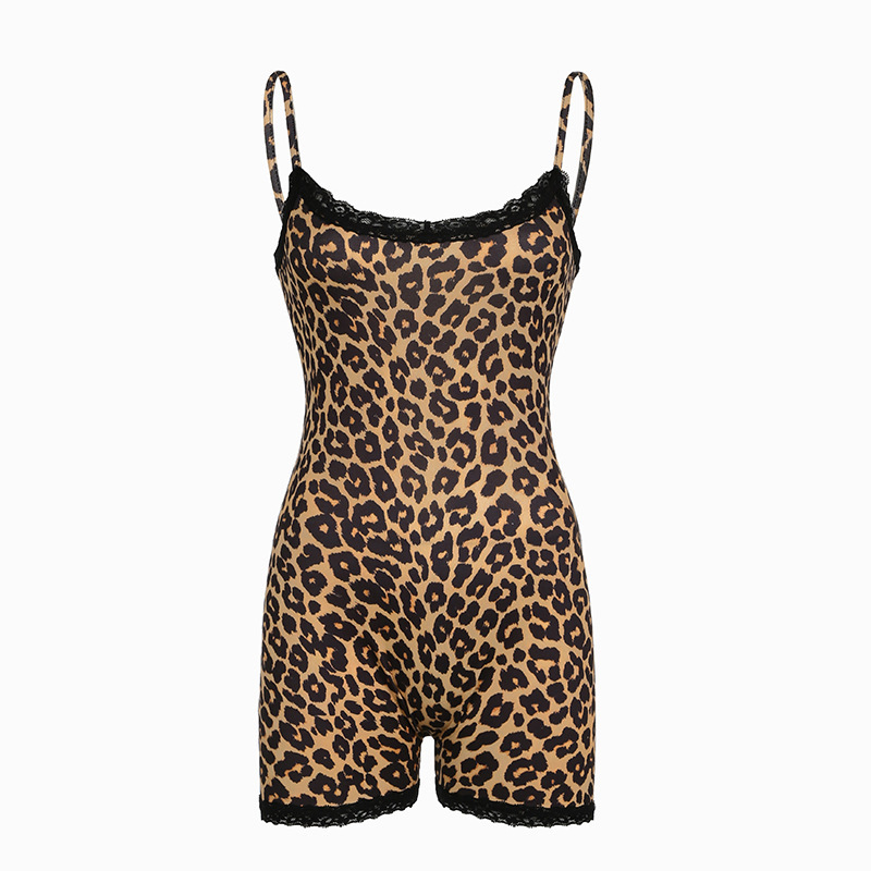 Cutout Lace &amp; Leopard Print Color-Block Pants