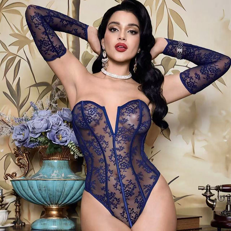 Lace Deep V Tummy-Control Bodysuit