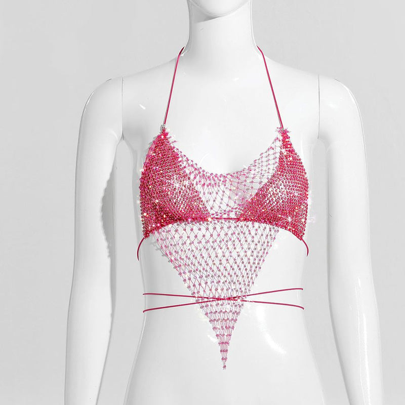 Rhinestone halter top bikini