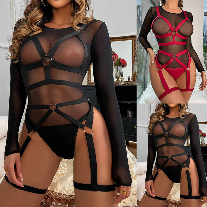 spliced bodysuit with straps