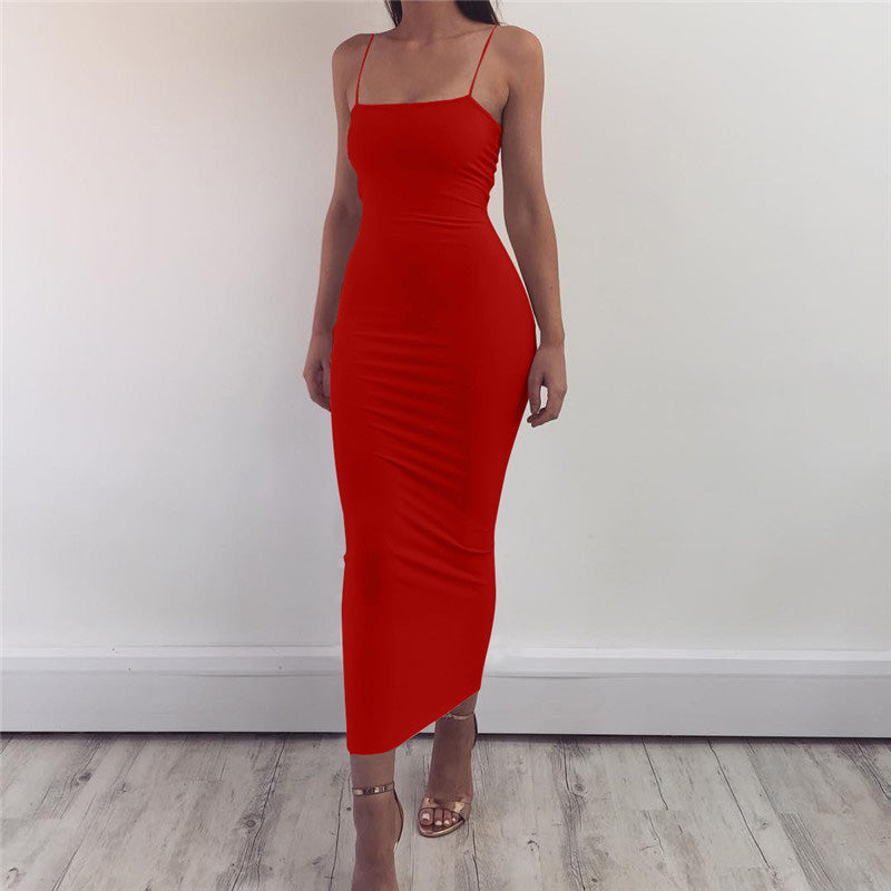 Spaghetti strap bodycon maxi dress