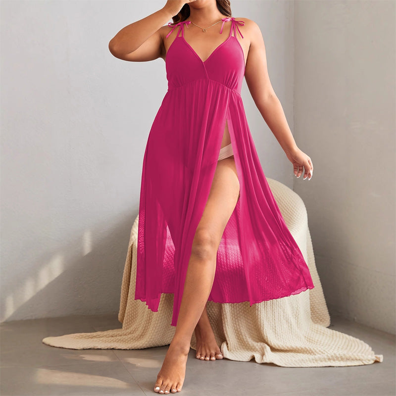 Solid color bodycon camisole nightgown