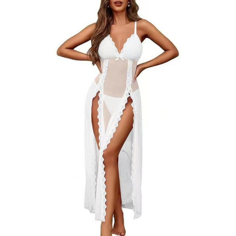 Leopard print maxi dress camisole nightgown