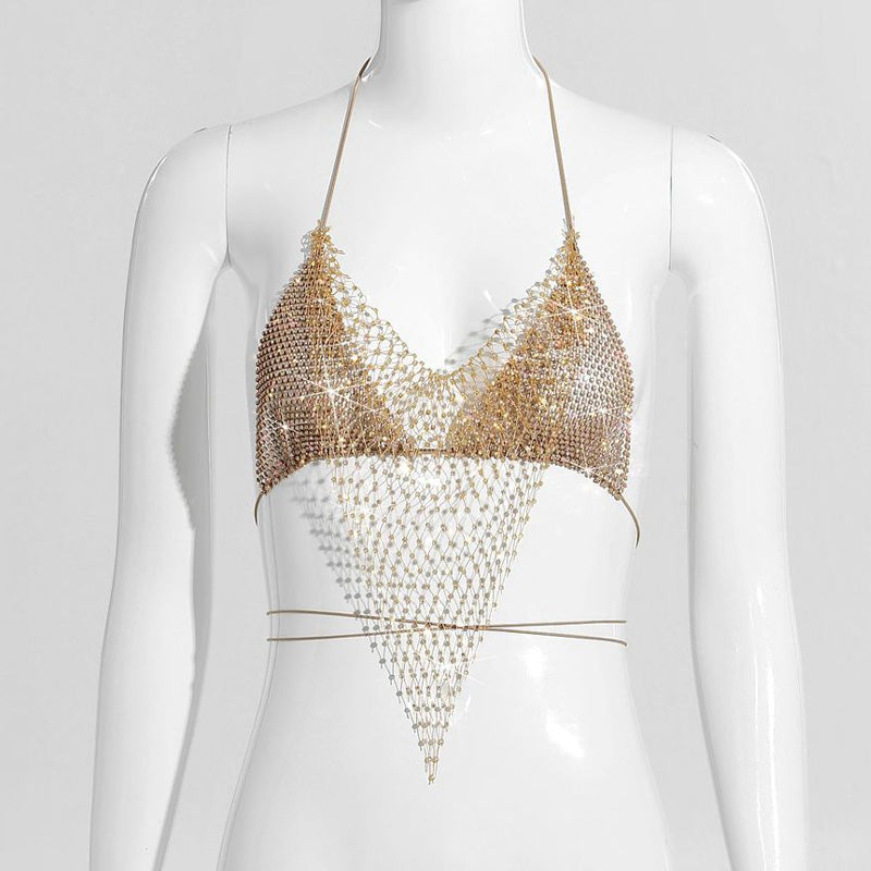 Rhinestone halter top bikini
