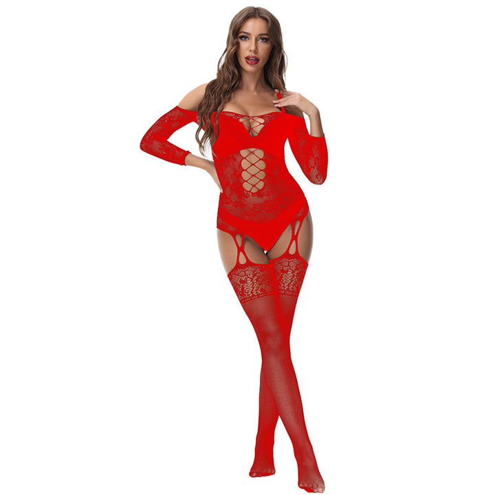 Jacquard openwork bodysuit