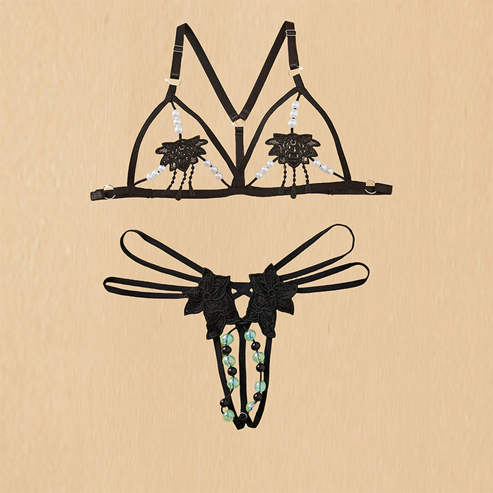 Lace and Beaded Camisole Lingerie Set