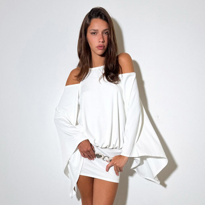 Camisole off-shoulder bell-sleeve top and skirt set