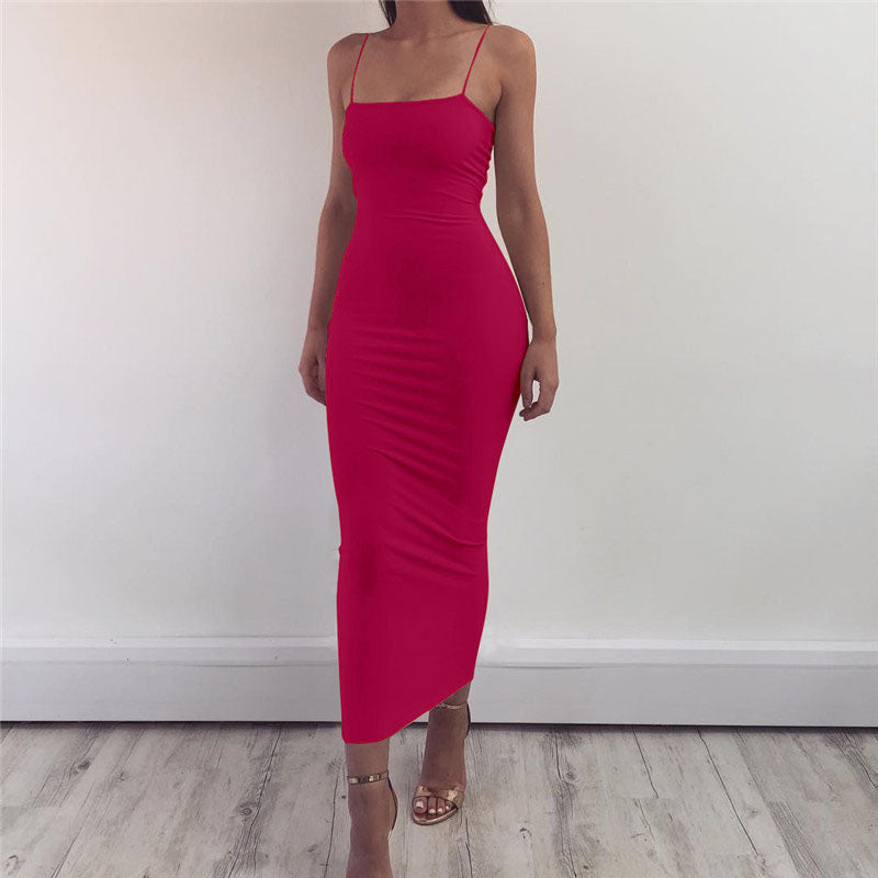 Spaghetti strap bodycon maxi dress
