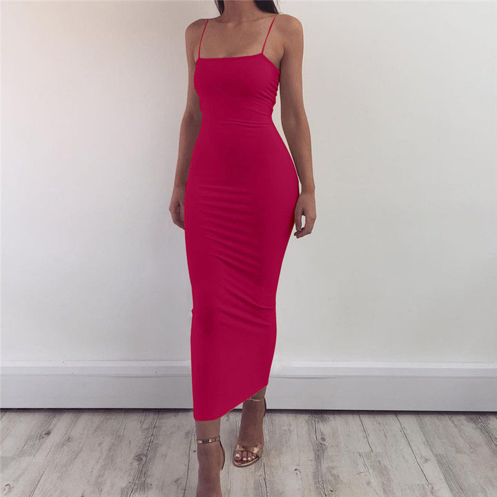 Spaghetti strap bodycon maxi dress