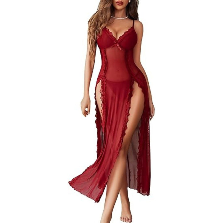 Leopard print maxi dress camisole nightgown