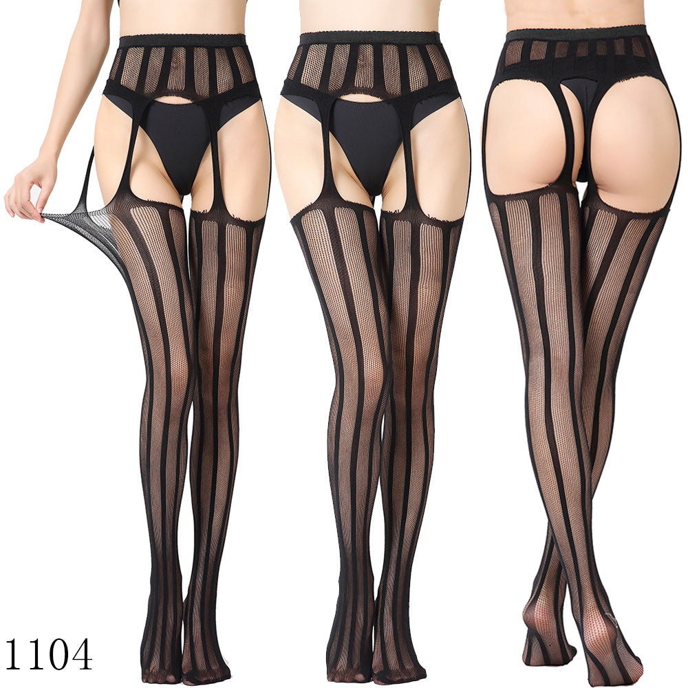 Sexy lace suspender stocking set, erotic sheer stockings with detachable suspender belt.
