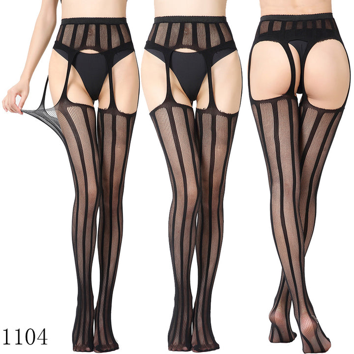Sexy lace suspender stocking set, erotic sheer stockings with detachable suspender belt.