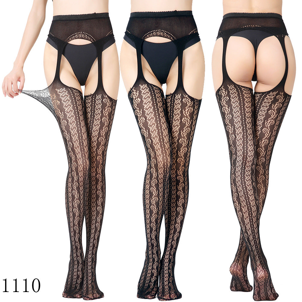 Sexy lace suspender stocking set, erotic sheer stockings with detachable suspender belt.
