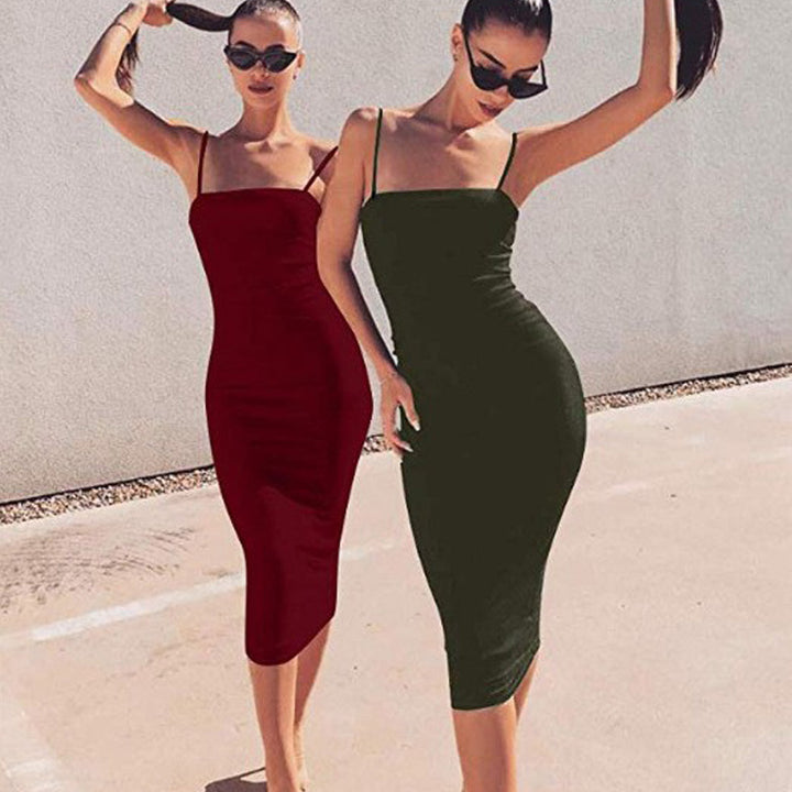 Spaghetti strap bodycon maxi dress