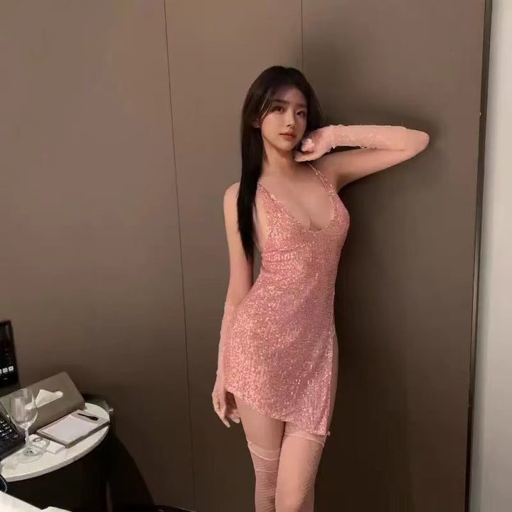 Lingerie, seductive sleepwear, uniforms, and figure-hugging skirts.