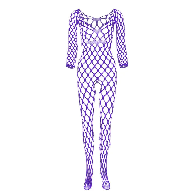 No-take-off temptation large mesh crotch jumpsuit
