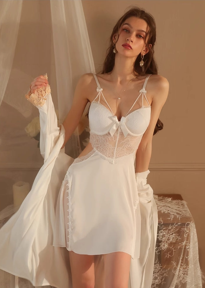 Women's Silk-like Lace Backless Chemise  Sexy & High-End Sleepwear